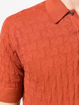 John Smedley Geometric-Knit Short Sleeved Polo Shirt