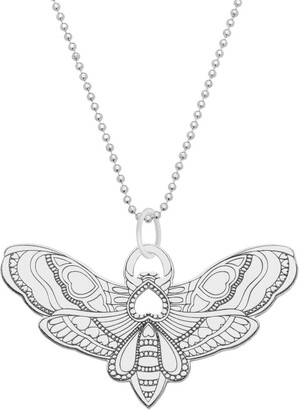 Cartergore Women's Small Silver Moth Pendant Necklace