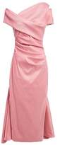 Thumbnail for your product : Talbot Runhof Sori Pleated Ruched Duchesse Satin Midi Dress
