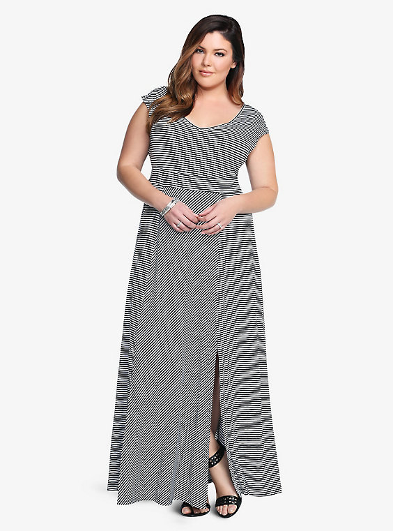 Torrid Striped V-Neck Maxi Dress - ShopStyle