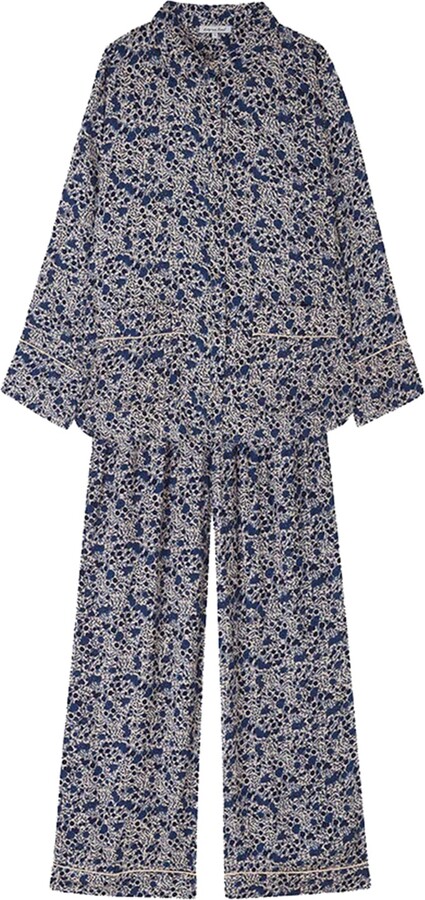 Floral Print Shirt & Shorts Pajama Set