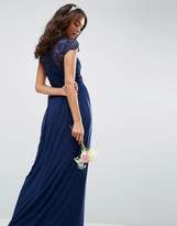 Thumbnail for your product : ASOS Design DESIGN lace mesh insert sleeve maxi dress