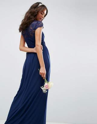 ASOS Design DESIGN lace mesh insert sleeve maxi dress