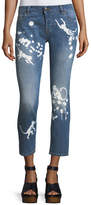 Thumbnail for your product : RED Valentino Stone-Wash Distressed Skinny Crop Jeans