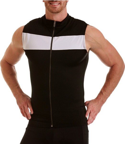 Instaslim InstaSlimCompressionActivewearColorBlockZipUpVestMA0012Black/WhiteSize2XL