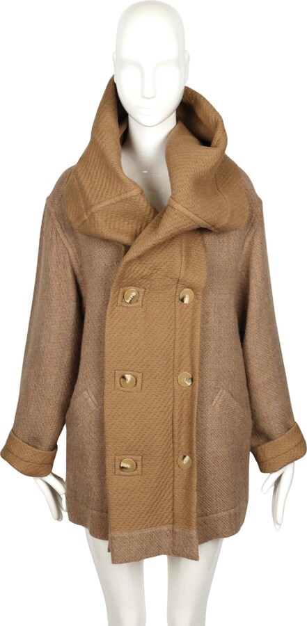 1980's Issey Miyake Plantation Camel Coat With Dramatic Hood