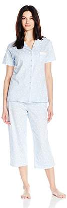 Eileen West Women's Cotton Jersey Notch Capri Pajama