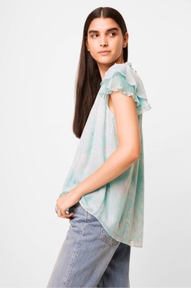 French Connection Endra Crinkle Frill V Neck Top