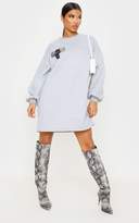 Thumbnail for your product : PrettyLittleThing Grey Pocket Detail Oversized Long Sleeve Jumper Dress