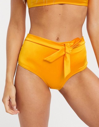 And other stories & highwaist bikini bottoms in satin quality in yellow