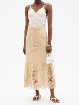 Thumbnail for your product : Zimmermann Brighton Belted Broderie-anglaise Cotton Skirt - Beige