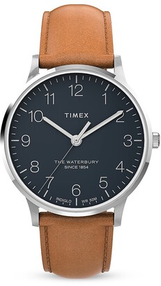Timex Waterbury Classic Stainless Steel & Leather Strap Watch