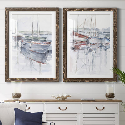 Red Barrel StudioÂ® Watercolor Harbor Study I Premium Framed Matte - Ready To Hang