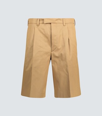 Prada Pleated cotton-twill shorts