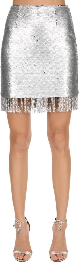 silver sequin disco skirt