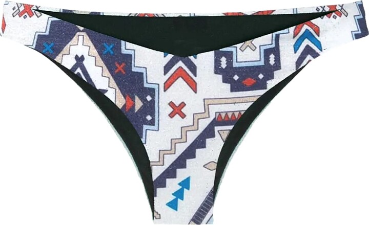 Woman Cheeky Swim Briefs With Aztec Print
