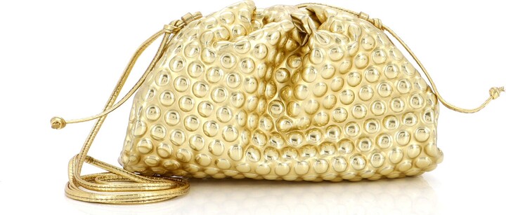 Bottega Veneta Womens Silver The Pouch Bubble Mini Woven Clutch Bag