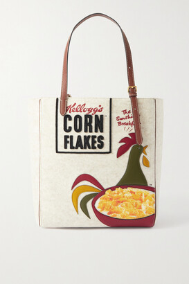 Anya Hindmarch Cornflakes Leather-appliquéd Recycled Felt Tote - Off-white