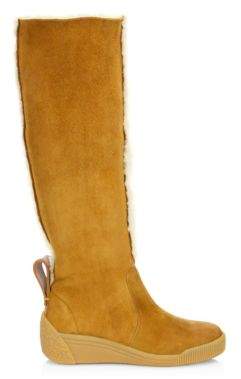 See by Chloe Daria Tall Shearling & Suede Wedge Boots