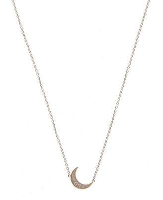 Andrea Fohrman Mini Crescent Moon Necklace White Diamonds 18k Yellow Gold