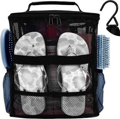 Dorm Room Essentials For College Students Girls Boys Guys, Large Capacity Mesh Shower Caddy Portable With Hanging Hook, Quick Dry Shower Bag For Campi