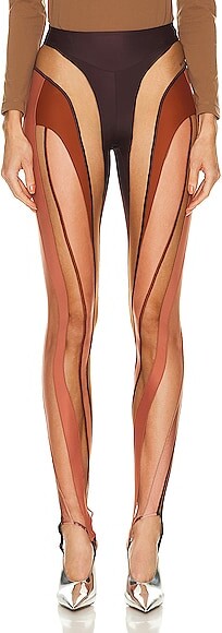 Mugler Women's Opaque Spiral Leggings in Pink