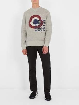 Moncler Logo Print Cotton Blend Sweatshirt - Mens - Grey