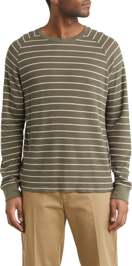 Vince Stripe Waffle Raglan Sleeve Pima Cotton T-Shirt