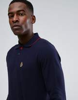 Thumbnail for your product : Luke Sport Longmead Tipped Collar Long Sleeve Polo Shirt In Dark Navy