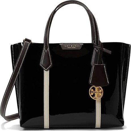 Tory Burch - Black Patent Leather Tote w/ Laser Cut Logo – Current Boutique