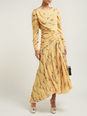Preen by Thornton Bregazzi Sandra Floral-print Pleated Dress - Yellow Multi