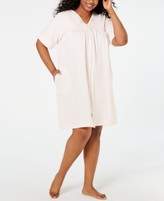 Thumbnail for your product : Miss Elaine Plus Size Smocked Waffle-Knit Zip Robe