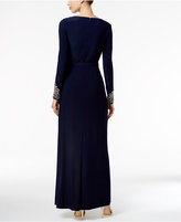 Thumbnail for your product : Vince Camuto Belted Embellished Faux-Wrap Gown