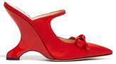 Thumbnail for your product : Prada Sculpted-heel Satin Mules - Red