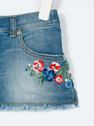 Ermanno Scervino embroidered flower denim shorts - kids - Cotton/Polyester/Spandex/Elastane - 6 yrs