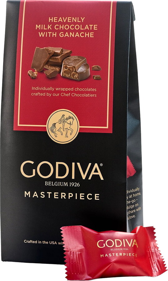 Godiva Masterpiece Heavenly Milk Chocolate with Ganache, 4.1 oz Bag