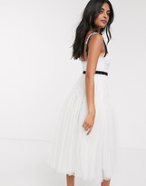 Thumbnail for your product : Needle & Thread Bridal bow detail midi dress with contrast waistband in ivory