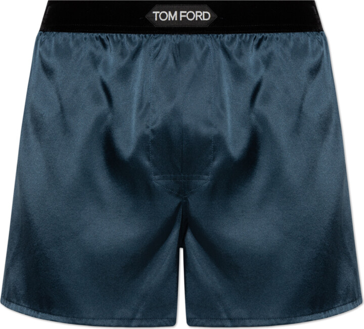 Tom Ford Silk Lingerie Shorts  Navy - Blue