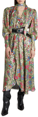 Isabel Marant Nalisma Metallic Floral-Print Midi Dress