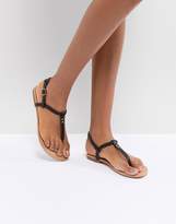 Thumbnail for your product : boohoo Plaited T Bar Flat Sandals