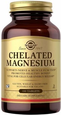 Solgar Chelated Magnesium Tablets ,100 Tabs