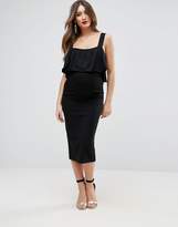 Thumbnail for your product : ASOS Maternity PETITE Ruffle Top Square Neck Midi Dress With Cross Back