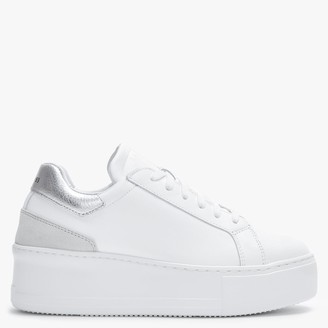 silver flatform trainers