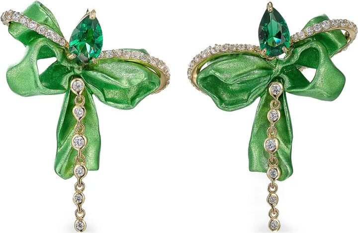 Anabela Chan 18kt yellow gold Cupid's Bow emerald earrings