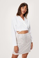 Thumbnail for your product : Nasty Gal Womens Embellished Sequin High Waisted Mini Skirt - Beige - 14