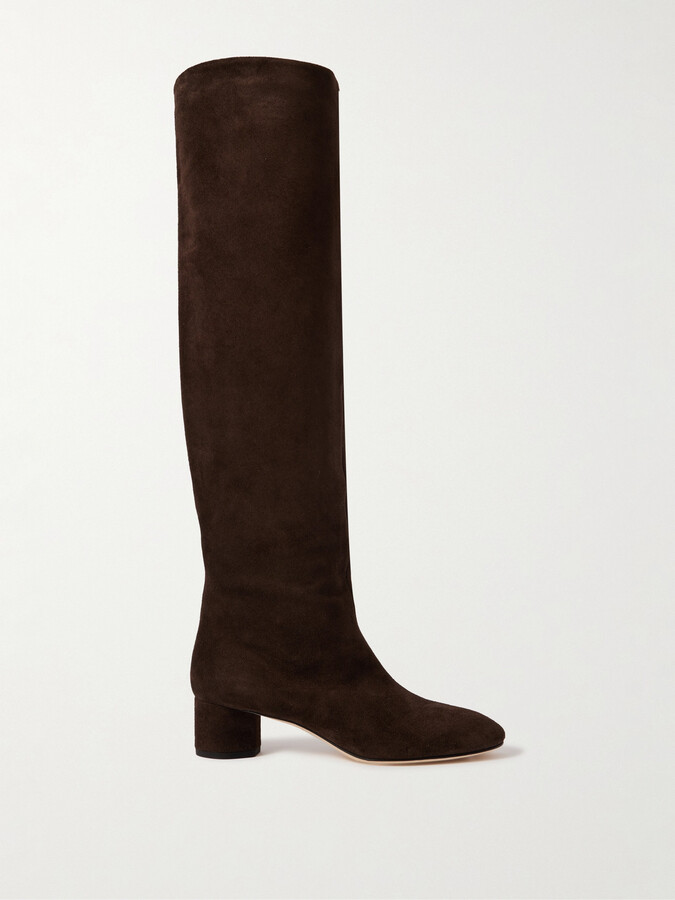 AEYDĒ Willa Suede Knee Boots - Brown