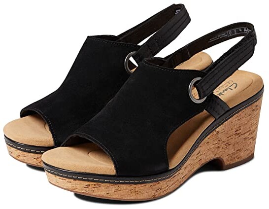 Clarks Black Wedge Women's Sandals | Shop the world's largest collection of  fashion | ShopStyle