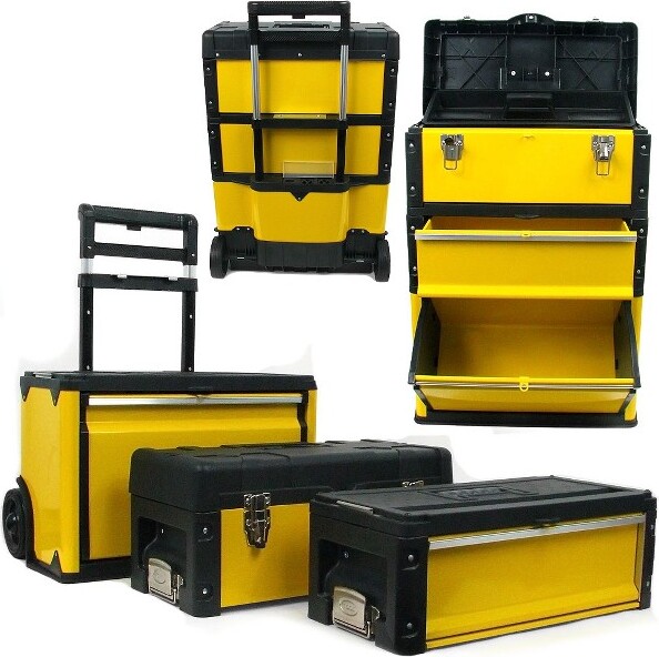 Stalwart Portable Tool Box on Wheels - Stackable Chest - Workshop
