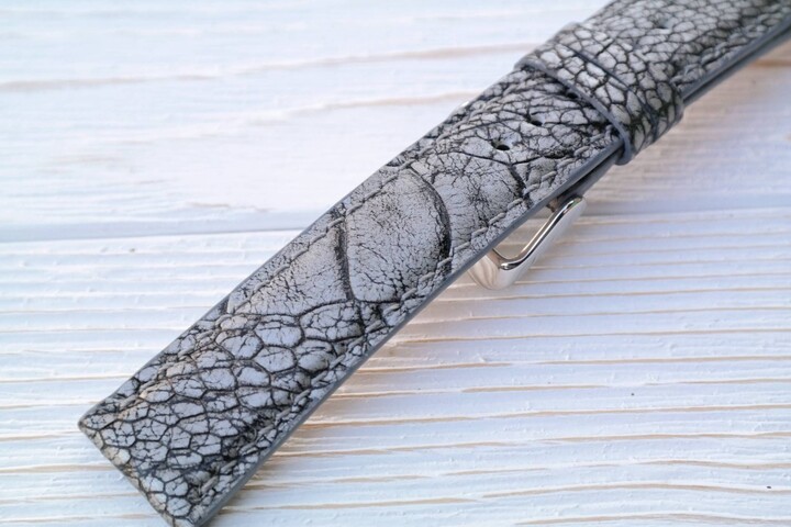 Etsy Hand Stitched Silver-Gray Ostrich Paw Leather Watch Band