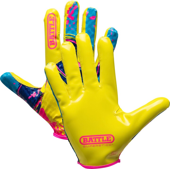 Battle Alien Chameleon Receiver Football Gloves - Adult, Small, Neon Yellow